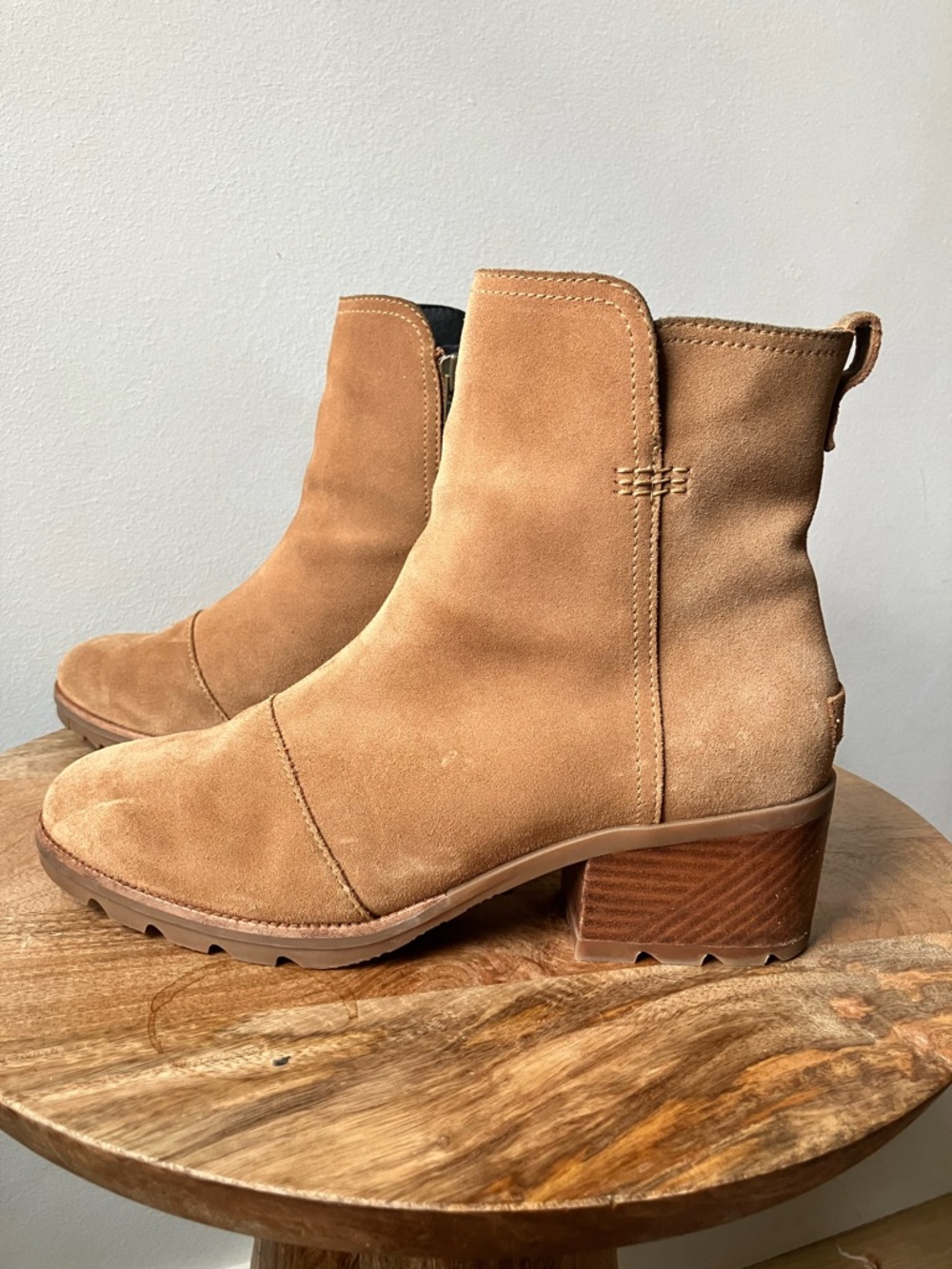 Sorel | Cate Suede Block Heel High Ankle Boots
